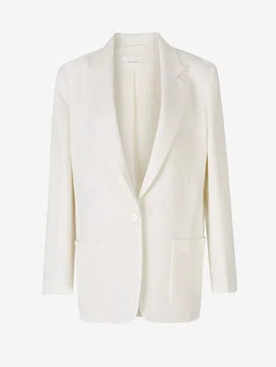 The Row Harvy Linen Blazer In Off-white