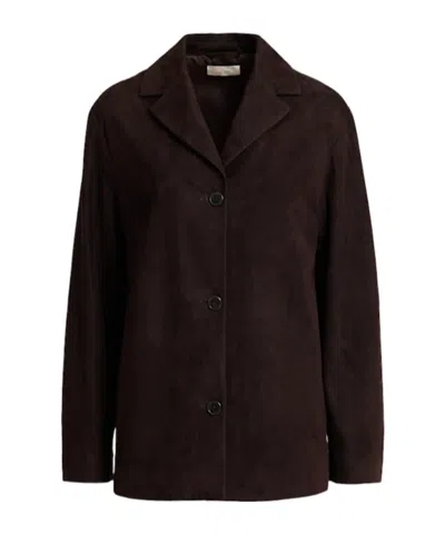 The Row Fabian Leather Blazer In Black