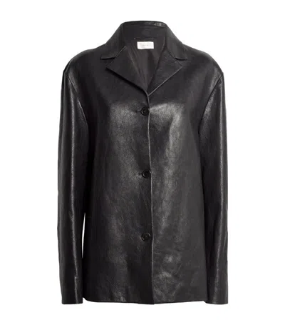 The Row Black Fabian Leather Jacket
