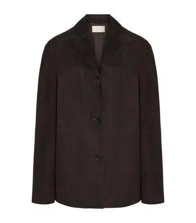The Row Fabian Suede Jacket In Brown
