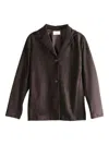 The Row Fabiana Suede Leather Blazer Jacket In Brown