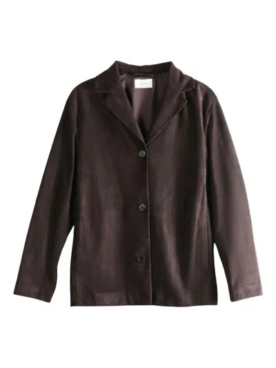 The Row Fabiana Suede Leather Blazer Jacket In Brown