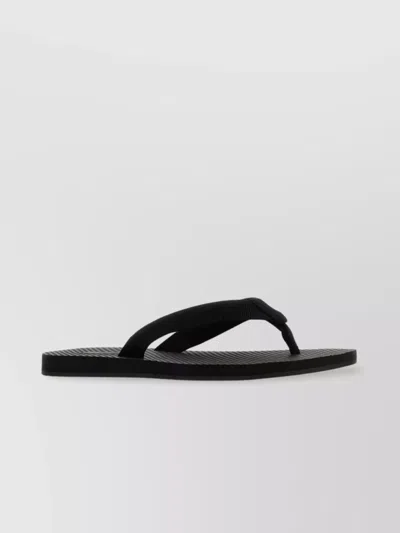 The Row Fabric Thong Slippers Flat Sole In Black