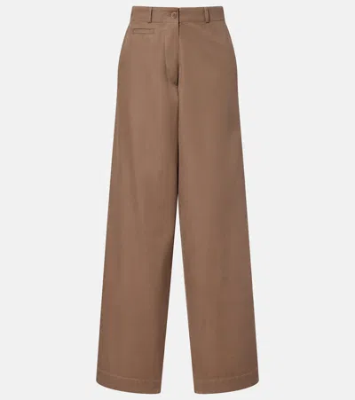 The Row Fadry Cotton-blend Gabardine Wide-leg Pants In Brown