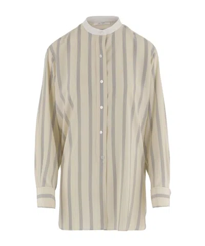 The Row Beige Falco Silk Shirt In Neutral