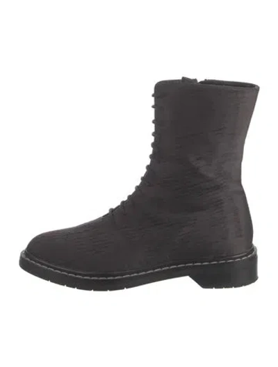 Pre-owned The Row Fara Canvas Combat Boots In Black