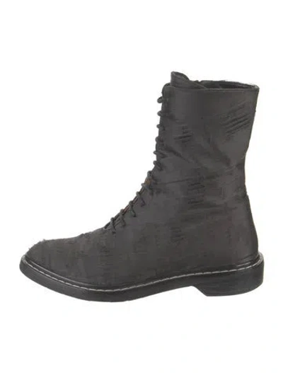 Pre-owned The Row Fara Distressed Accents Combat Boots In Black