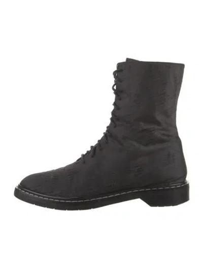 Pre-owned The Row Fara Distressed Accents Lace-up Boots In Black