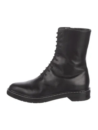 Pre-owned The Row Fara Leather Lace-up Boots In Black