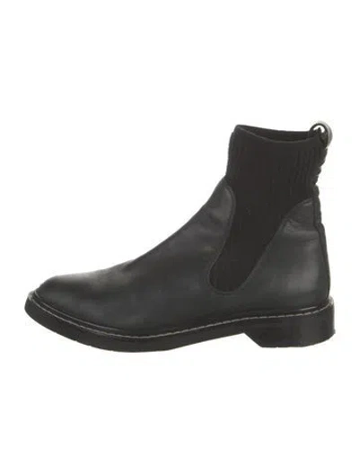 Pre-owned The Row Fara Leather Sock Boots In Black