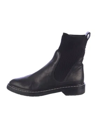Pre-owned The Row Fara Leather Sock Boots In Black