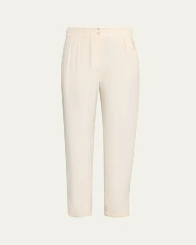 The Row Faro Pleated Tapered-leg Ankle Pants In White