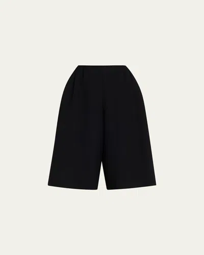 The Row Fauna Pleated Wide-leg Culotte Shorts In Black