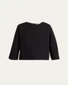 The Row Faurelle Three-quarter Sleeve Silk Top In Black
