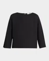 The Row Faurelle Three-quarter Sleeve Silk Top In Black