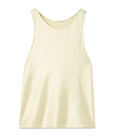 The Row Faustino Hammered-silk Top In White