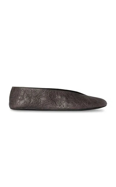 The Row Fay Two Leather Ballet Flats In Brown