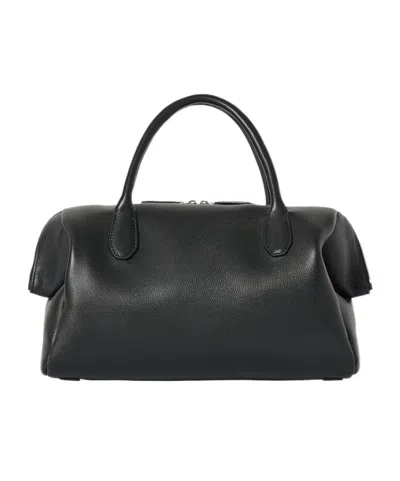 The Row Faye Rounded-handles Tote Bag In Black