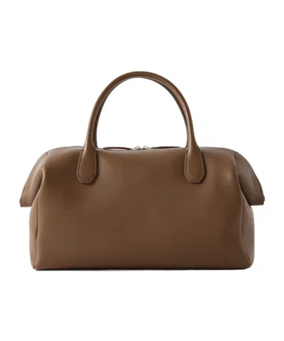 The Row Faye Textured-leather Tote In Pink