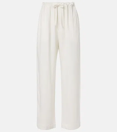 The Row Faz Linen-blend Wide-leg Pants In White