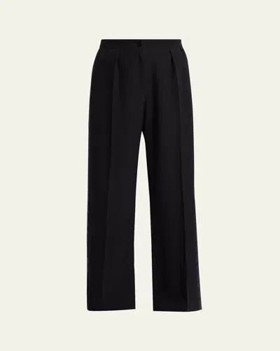 The Row Felicita Double Pleated Wide-leg Tuxedo Pants In Black