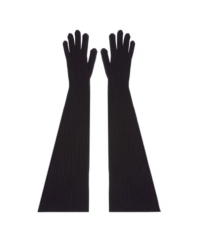 The Row Fergie Ribbed Cashmere Gloves In Blue