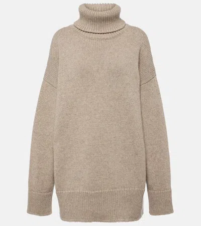 The Row Feries Turtleneck Cashmere Jumper In Beige