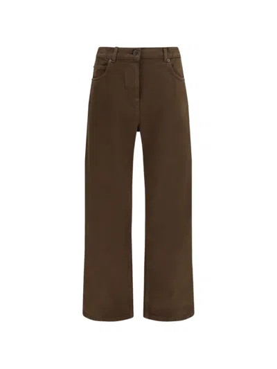 The Row Brown Cotton Straight-leg Jeans