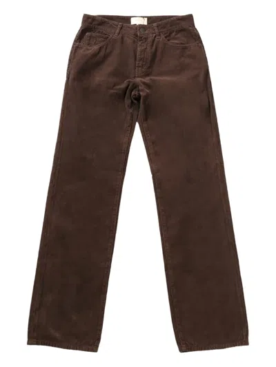 The Row Fine Ribbed Trousers In 褐色