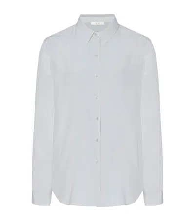 The Row Fiora Silk Stripe Shirt In White