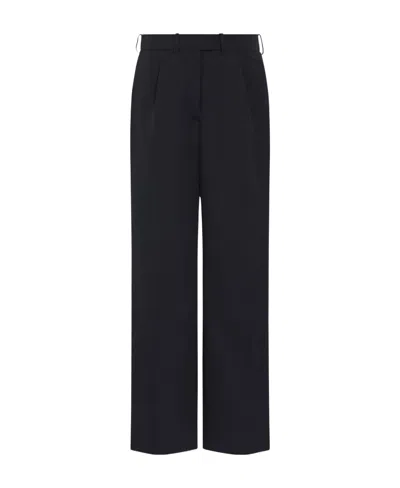The Row First Shearing Wool Wide-leg Casual Trousers In Black