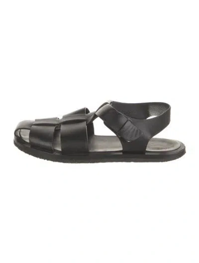 Pre-owned The Row Fisherman Leather Gladiator Sandals In Black
