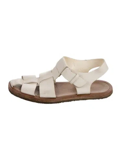 Pre-owned The Row Fisherman Leather Gladiator Sandals In Neutral
