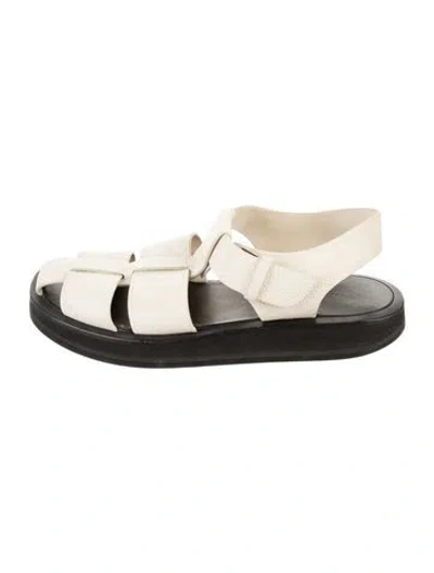 Pre-owned The Row Fisherman Leather Gladiator Sandals In Neutral