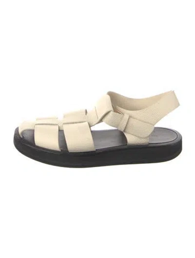 Pre-owned The Row Fisherman Leather Gladiator Sandals In Neutral