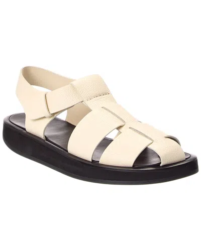The Row Off-white Leather Fisherman Flat Sandals In Ivory