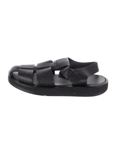 Pre-owned The Row Fisherman Leather Sandals In Black