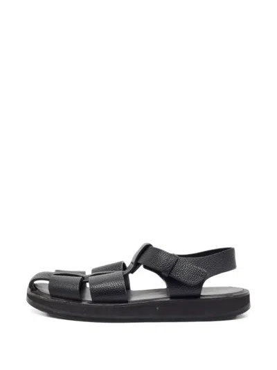 Pre-owned The Row Fisherman Leather Sandals In Black