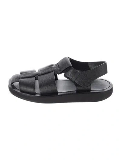 Pre-owned The Row Fisherman Leather Sandals In Black