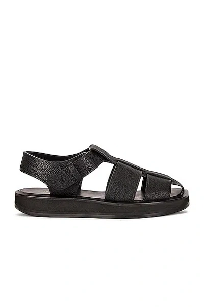 The Row Fisherman Leather Sandals In Black