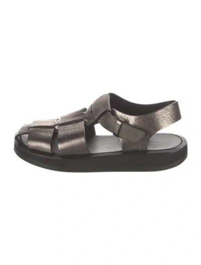 Pre-owned The Row Fisherman Leather Sandals In Metallic/neutrals