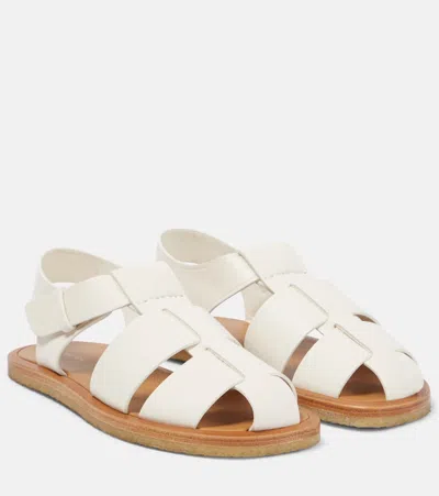 The Row Fisherman Leather Sandals In Milk