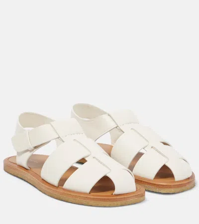 The Row Calfskin Flat Fisherman Sandals In White