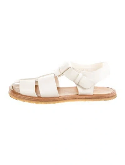 Pre-owned The Row Fisherman Leather Sandals In Neutral