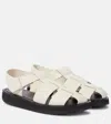The Row Off-white Leather Fisherman Flat Sandals In White