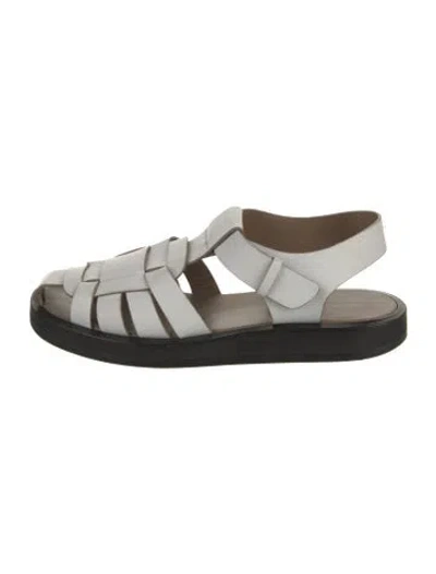 Pre-owned The Row Fisherman Leather Slingback Flats In White