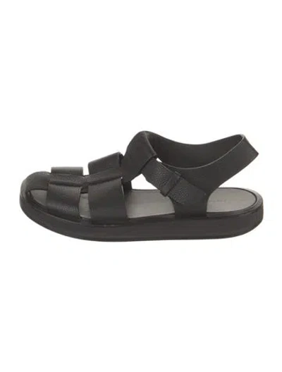 Pre-owned The Row Fisherman Leather Slingback Sandals In Black