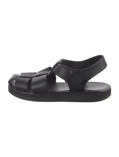 Pre-owned The Row Fisherman Leather Slingback Sandals In Black