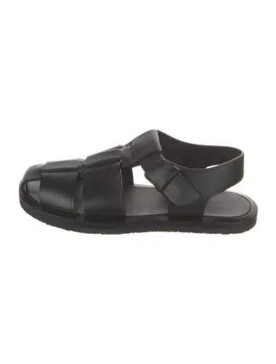 Pre-owned The Row Fisherman Leather Slingback Sandals In Black