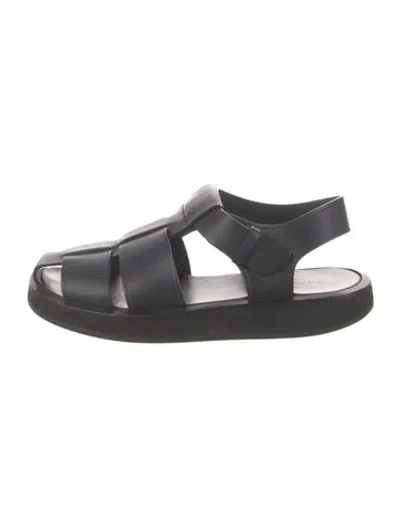 Pre-owned The Row Fisherman Leather Slingback Sandals In Blue